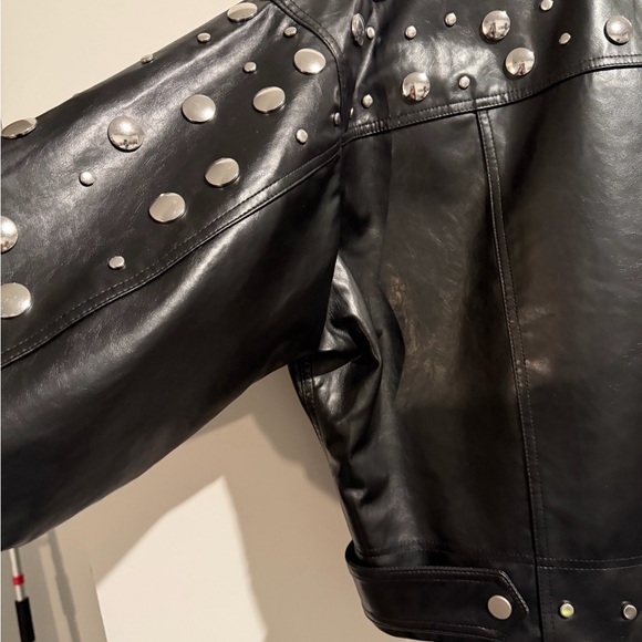 Zara Studded Black Leather Jacket - Picture 4 of 6